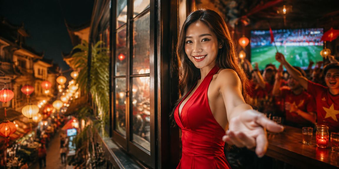 Người hâm mộ thể thao Hà Nội theo dõi kèo bóng đá trực tiếp dưới ánh đèn lồng lễ hội